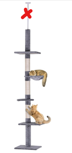 lot 463 image: PawHut 102 Cat Tree 5-Tier Floor-to-Ceiling Cat Tower Kitty Activity Center with Scratching Post Play Rest Post Pet Furniture Grey (Missing P4, P5, P6 On Manual)