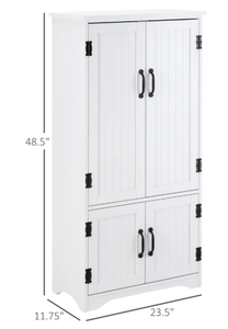 lot 466 image: HOMCOM Accent Floor Storage Cabinet Kitchen Pantry with Adjustable Shelves and 2 Lower Doors, White