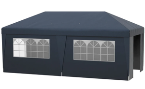 lot 467 image: Outsunny 10 x 19.5 Pop Up Canopy Tent Height Adjustable Event Shelter w Sidewalls, Leg Weight Bags, Wheeled Carry Bag, Blue