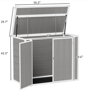 lot 472 image: Outsunny 4.7 x 2.5FT Outdoor Horizontal Storage Shed, Lockable Trash Can Storage with Chain Lid, Gray