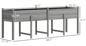 lot 477 image: Outsunny Wooden Raised Garden Bed, Large Elevated Planter Box with Legs, Bed Liner and Drain Holes, 7.4 x 1.8 x 2.6, Gray