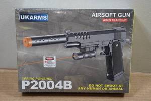 lot 105 image: UkArms P2004B Airsoft Pistol with Laser Sight