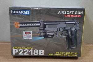 lot 106 image: UkArms P2218B Airsoft Pistol with Laser Sight