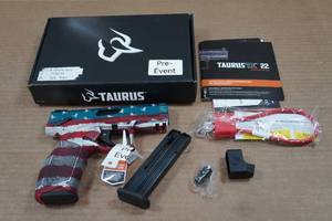 lot 1F image: Unfired Taurus TX22 .22 LR Semi-Auto Pistol - RedWhiteBlue Ducks Unlimited Edition