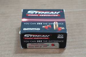lot 177 image: 20 Ammo Inc Streak 9mm 124 Gr JHP Visual Ammo