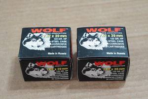 lot 189 image: 40 Wolf 7.62 x 39mm 122 Gr HP Steel Case Ammo