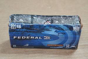 lot 213 image: 20 Federal Power Shok .222 Rem 50 Gr JSP Ammo