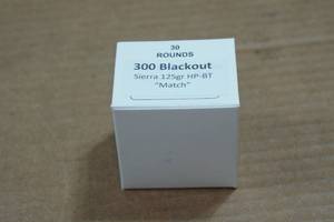 lot 221 image: 30 .300 Blackout 125 Gr Sierra HP-BT Match Ammo