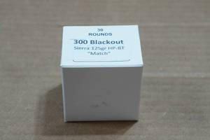 lot 225 image: 30 .300 Blackout 125 Gr Sierra HP-BT Match Ammo