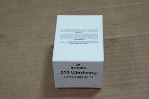 lot 229 image: 20 .270 Win 130 Gr Sierra SP BT Ammo