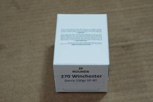 lot 230 image: 20 .270 Win 130 Gr Sierra SP BT Ammo