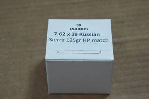lot 234 image: 30 7.62 x 39mm 125 Gr Sierra HP Match Ammo