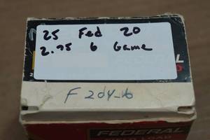 lot 279 image: 25 Federal Game Load 20 Gauge 2-34 6 Shot Shotshells