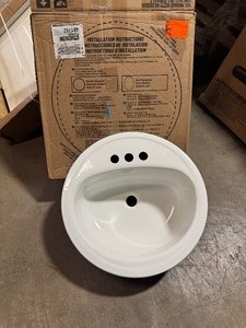 lot 106 image: Bootz Industries Laurel Round Drop-In Bathroom Sink in White new
