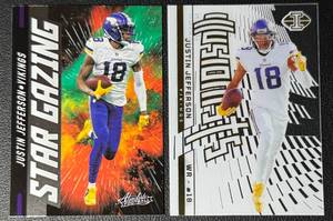 lot 139 image: 2-Card NFL Justin Jefferson Insert Minnesota Vikings Football Card Lot