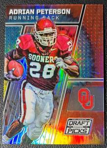 lot 144 image: 2016 NFL Collegiate Draft Picks Adrian Peterson Tie-Dye 1649 Minnesota Vikings Football Card