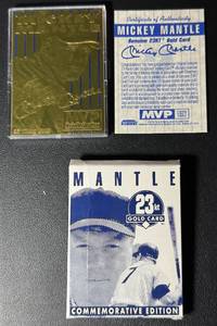 lot 19A image: 1996 Bleachers Mickey Mantle 23 Karat Gold Card (Made on a sheet on 23kt pure gold) Commemorative Edition New York Yankees Baseball Card