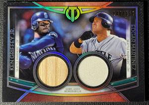 lot 20A image: 2020 Topps Tribute Ken Griffey Jr.Edgar Martinez 148150 GAME USED Dual Relic Seattle Mariners Baseball Card #DR-GM