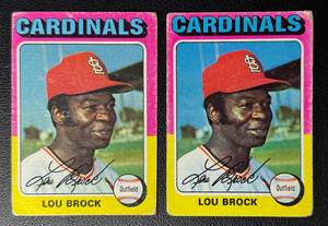 lot 55A image: 2-Card 1975 Topps Vintage Lou Brock Baseball Card Lot