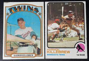 lot 58A image: 2-Card Vintage Topps Harmon Killebrew Minnesota Twins Baseball Card Lot (1972 & 1973)