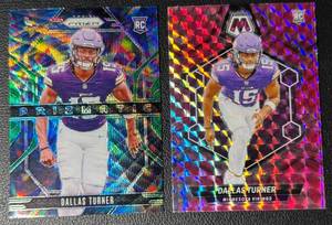 lot 61A image: 2-Card Dallas Turner 2024 Rookie Prizm Minnesota Vikings Football Card Lot