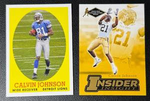lot 62A image: 2-Card 2007 Calvin Johnson Rookie Detroit Lions Football Card Lot