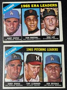 lot 66A image: 2-Card 1966 Vintage Baseball Card Lot (ERA Leaders & Pitching Leaders)