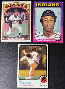 lot 79A image: 3-Card Vintage Topps Baseball Card Lot (Palmer, Robinson, & Marichal)