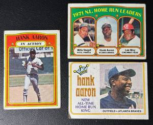 lot 80A image: 3-Card Vintage Topps Hank Aaron Atlanta Braves Baseball Card Lot�