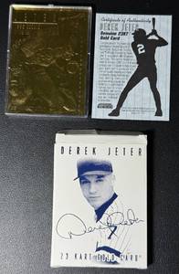 lot 81A image: 1996 Bleachers Derek Jeter 23 Karat Gold Card (Made on a sheet on 23kt pure gold) Commemorative Edition New York Yankees Baseball Card
