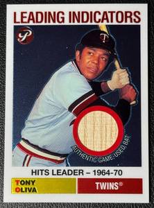 lot 97A image: 2005 Topps Pristine Legends Tony Oliva GAME USED Bat Piece Minnesota Twins Baseball Card #LT-10