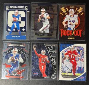 lot 98A image: 6-Card Josh Allen BaseInsert Buffalo Bills Football Card Lot