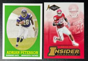 lot 100A image: 2-Card Adrian Peterson Minnesota Vikings Rookie Football Card Lot