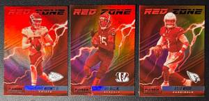 lot 105A image: 3-Card Panini �Red Zone� Insert Football Card Lot (Murray, Higgins, Mahomes)