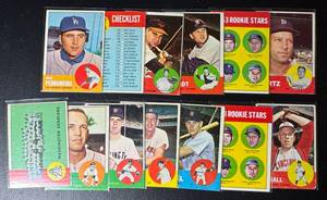 lot 112A image: 13-Card 1963 Topps Vintage Baseball Card Lot