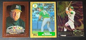 lot 113A image: 3-Card Mark McGwire Oakland Athletics Baseball Card Lot