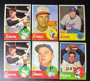 lot 114A image: 6-Card 1963 Topps Vintage Baseball Card Lot