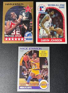 lot 120A image: 3-Card Ervin �Magic� Johnson Basketball Card Lot