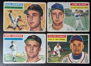 lot 123A image: 4-Card 1956 Topps Vintage Baseball Card Lot