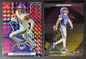lot 125A image: 2-Card Justin Jefferson Minnesota Vikings InsertParallel Football Card Lot