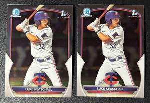 lot 126A image: 2-Card 2023 Bowman 1st Chrome Luke Keaschall Rookie Minnesota Twins Baseball Card Lot