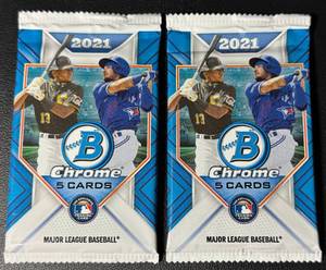 lot 129A image: (2) 2021 Bowman Chrome Baseball Card Pack