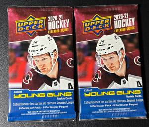 lot 136A image: (2) 2020-2021 Upper Deck Hockey Extended Series Card Pack