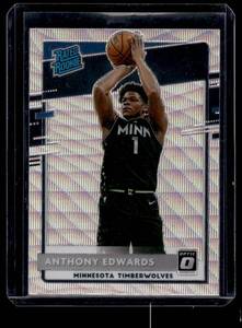 lot 15 image: Anthony Edwards RC Wave Prizm 2020-21 Donruss Optic #151 Rated Rookie Minnesota Timberwolves Basketball Card