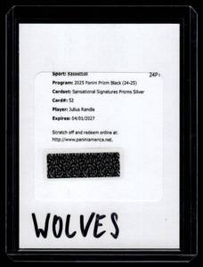 lot 33 image: Julius Randle Redemption Auto 2025 Prizm Black #52 Basketball Card