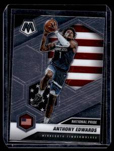 lot 34 image: Anthony Edwards National Pride RC 2020-21 Mosaic #252 Rookie Minnesota Timberwolves Basketball Card