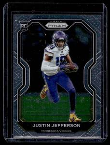 lot 44 image: Justin Jefferson Prizm RC 2020 #398 Rookie Minnesota Vikings Football Card
