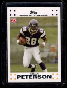 lot 45 image: Adrian Peterson RC 2007 Topps #3 Rookie Minnesota Vikings Football Card