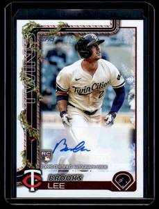 lot 57 image: Brooks Lee Auto RC 200 2025 Topps Hilday Mega Player Autographs #PA-BL Numbered 132200 Minnesota Twins Rookie Baseball Card