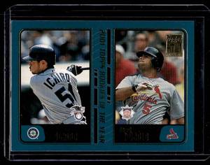 lot 60 image: Ichiro Suzuki  Albert Pujols RC 2001 Topps Rookies of the Year #T99 Baseball Card